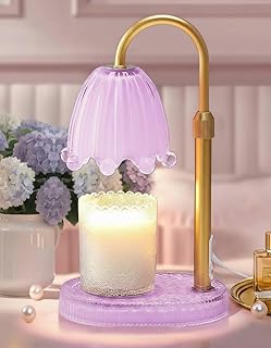 Flower Candle Warmer Lamp Glass Base with Timer & Dimmer, Mothers Day Birthday Gifts for Mom Women, Adjustable Floral Candles Warmer, Girly Wax Warmer New Home Office Decor (Purple-Flower)