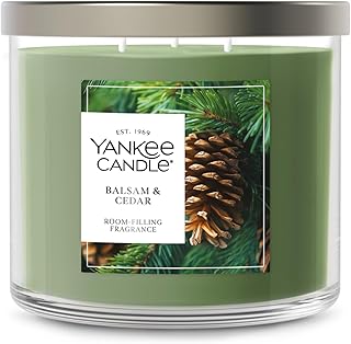Yankee Candle Balsam and Cedar, Scented Candle, 14.5oz 3-Wick Candle Jar with up to 40 Hours Burn Time, Giftable