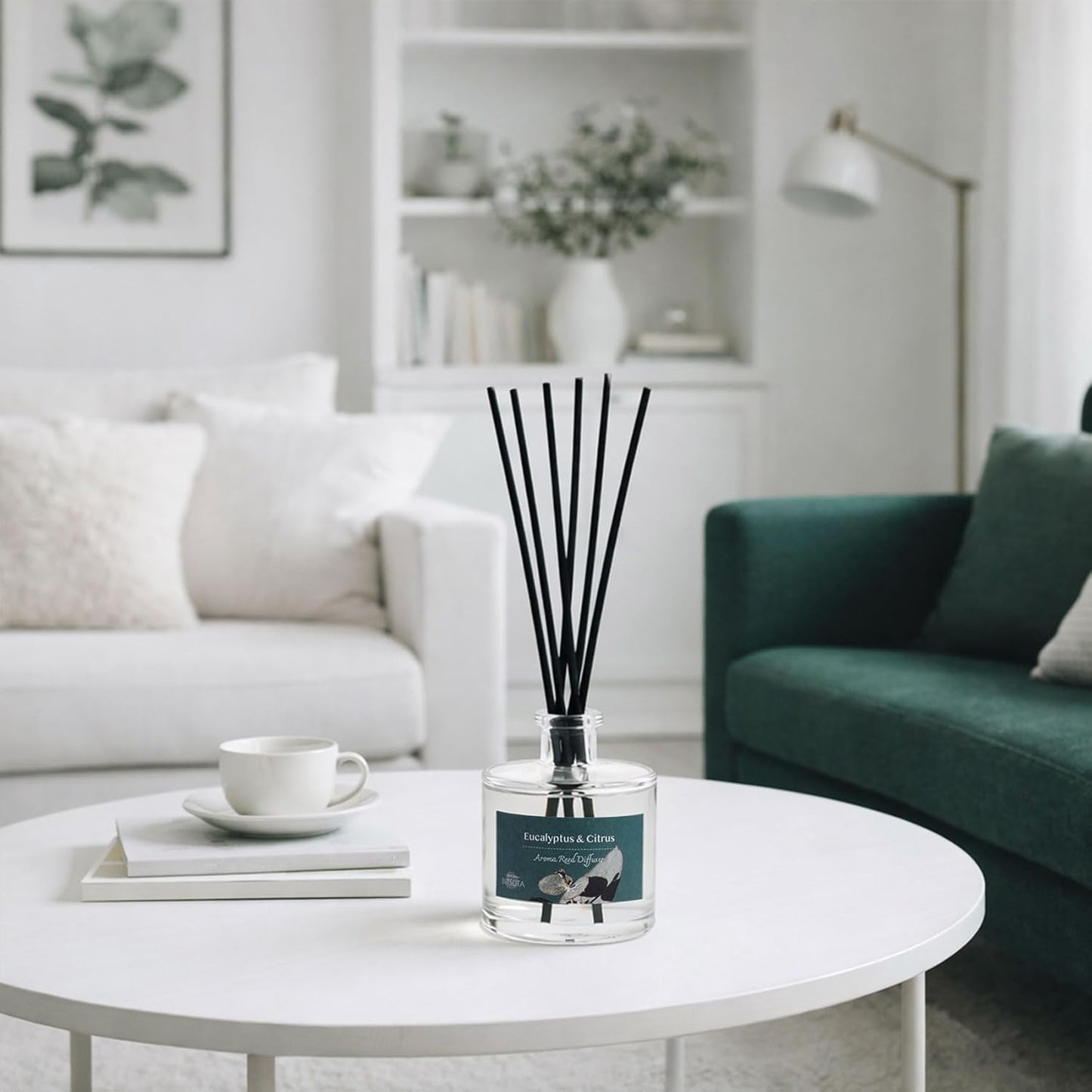 Reed Diffuser Set, Eucalyptus & Citrus 3.52 oz (100ml) Scented Diffuser with Sticks Home Fragrance Reed Diffuser for Bathroom Shelf Decor, Ideal Gift for Woman