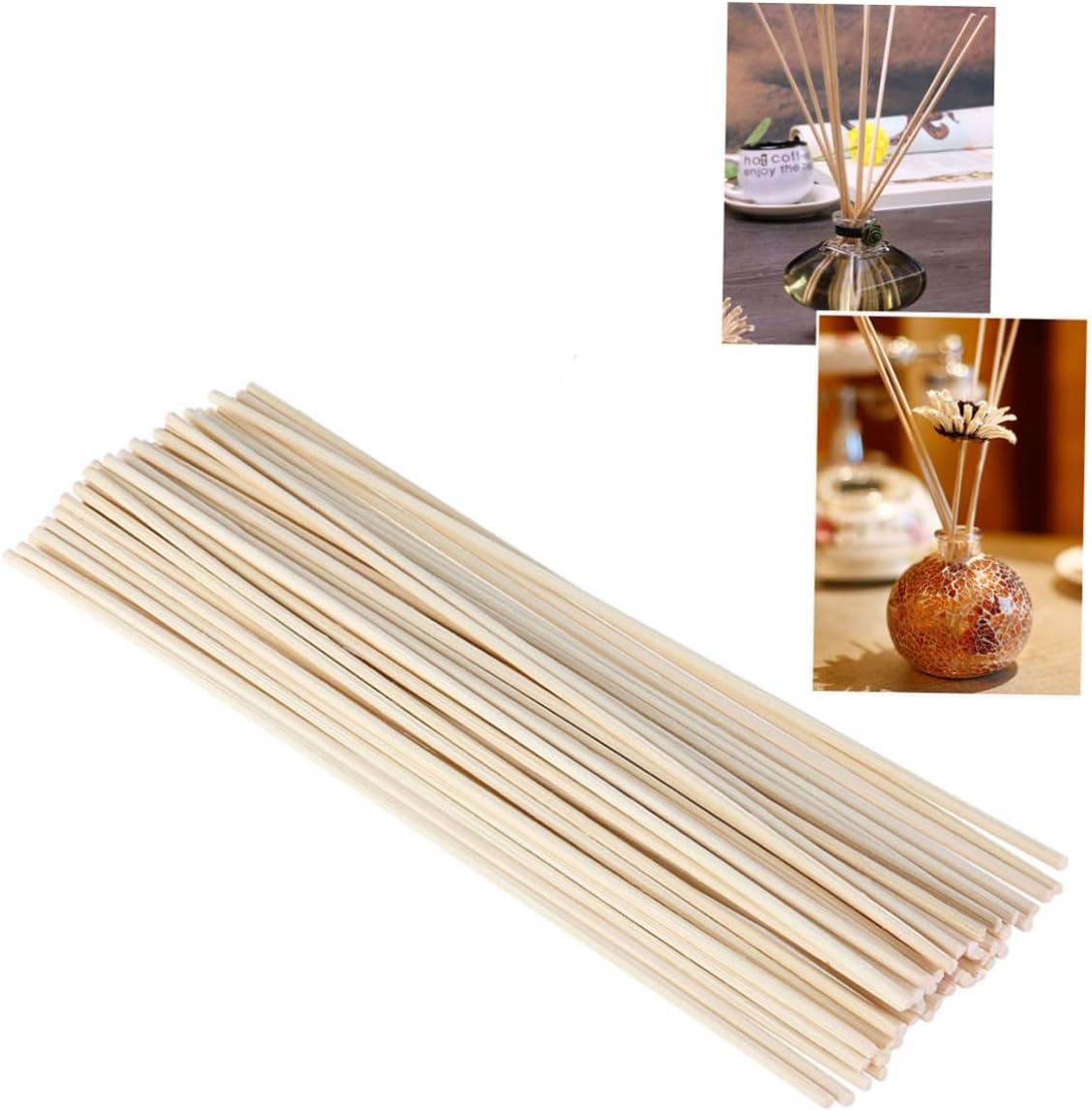 Amosfun 50pcs Rattan Diffuser Sticks Replacement for Home Fragrance Natural Color for Scented Oils and Diffusers
