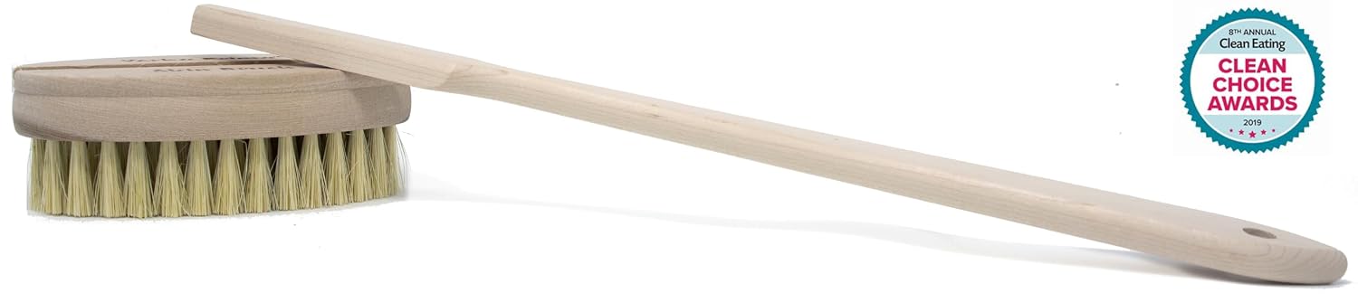 Yerba Prima Tampico Skin Brush for Exfoliation, Dry Brushing, and Blood Circulation with Natural Fiber Bristles and an All-Natural Maple Wood Handle - 1 Brush