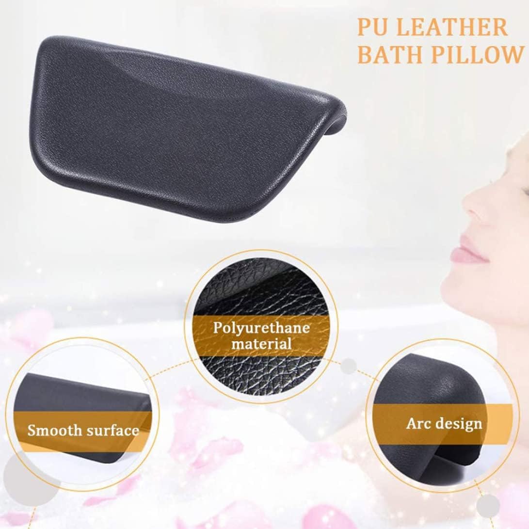 1PC Bath Pillow PU Leather Bath Spa Cushion Bathtub Ergonomic Head Neck Rest Support for Home Hot Tub Black