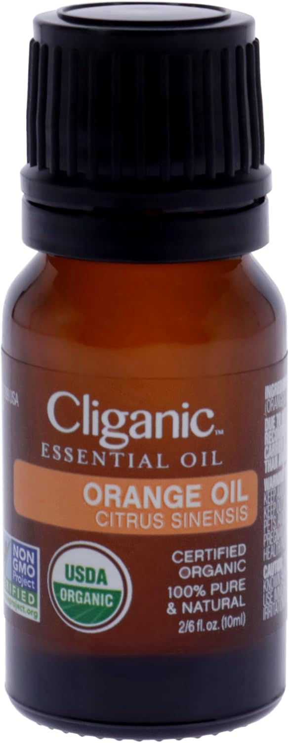 Cliganic Organic Sweet Orange Essential Oil, 10ml - 100% Pure Natural for Aromatherapy Diffuser | Non-GMO Verified (Packaging May Vary)