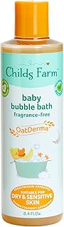 Childs Farm, OatDerma Bubble Bath, Fragrance-Free, Gently Cleanses and Soothes, Suitable for Newborns with Dry, Sensitive Skin, 8.4 Fl Oz