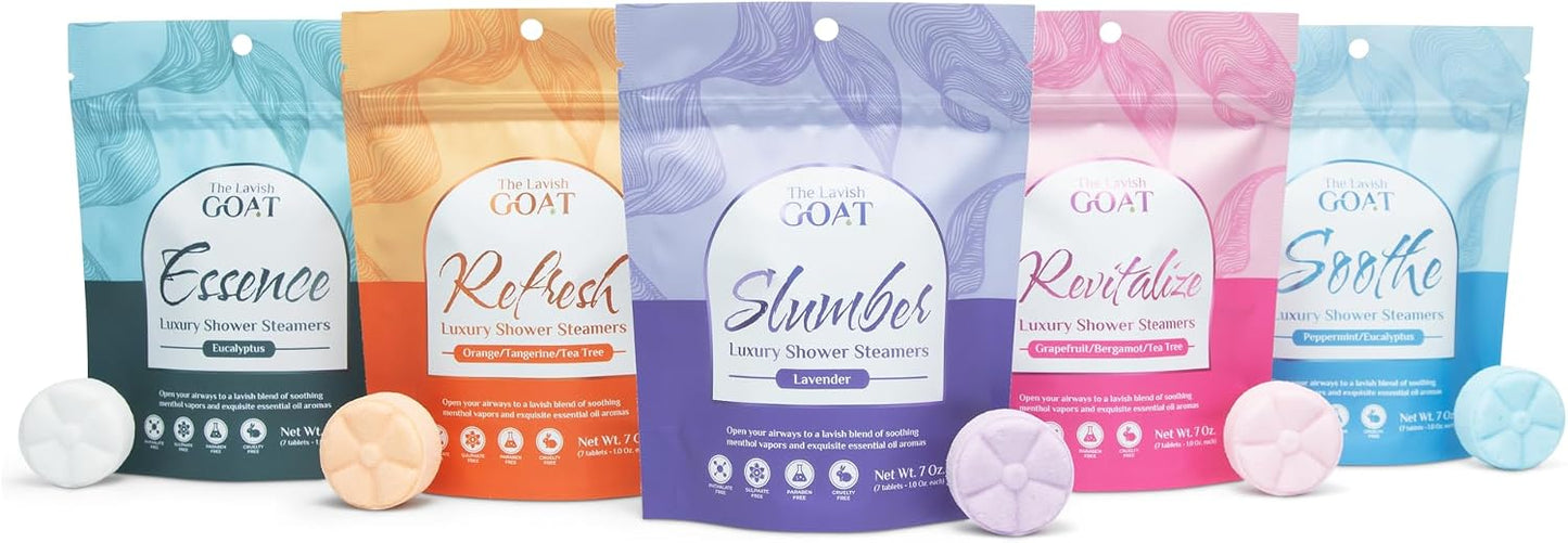 The Lavish Goat USA Made Shower Steamers 35 Count – Aromatherapy Shower Bombs - Tablets for Relaxation & Stress Relief