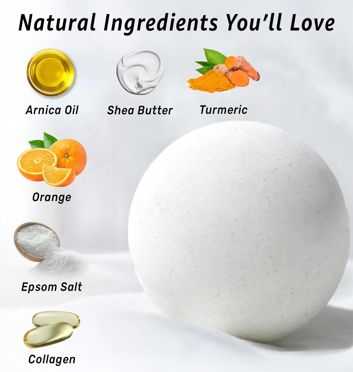 Collagen Bath Bombs Luxurious Bath Foam Gift for Dry Skin Hydration Moisturizing Turmeric Arnica Orange Essential Oil Infused for A Blissful Experience