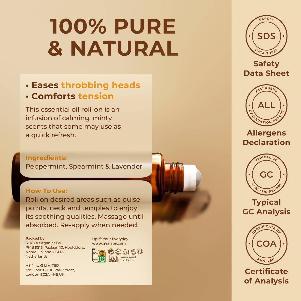 Migraine Manager & Headache Relief Essential Oil Roll On Set - Aromatherapy GradeEssential Oils Set - 2x10ml - Gya Labs