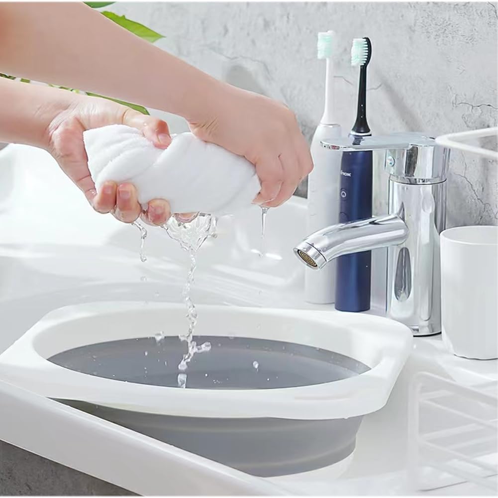 Collapsible Plastic Wash Basin 5L(1.4 Gallon), Kitchen Dishpan, Floding Small Bathtub, Space Saving Plastic Wash Bin for Dorm Camping Supplies Fishing Travel and Home (Grey 1 pcs)