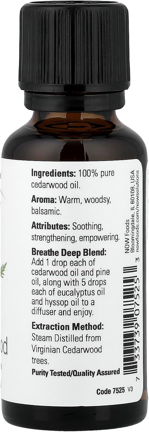 NOW Essential Oils, Cedarwood Oil, 1-Ounce