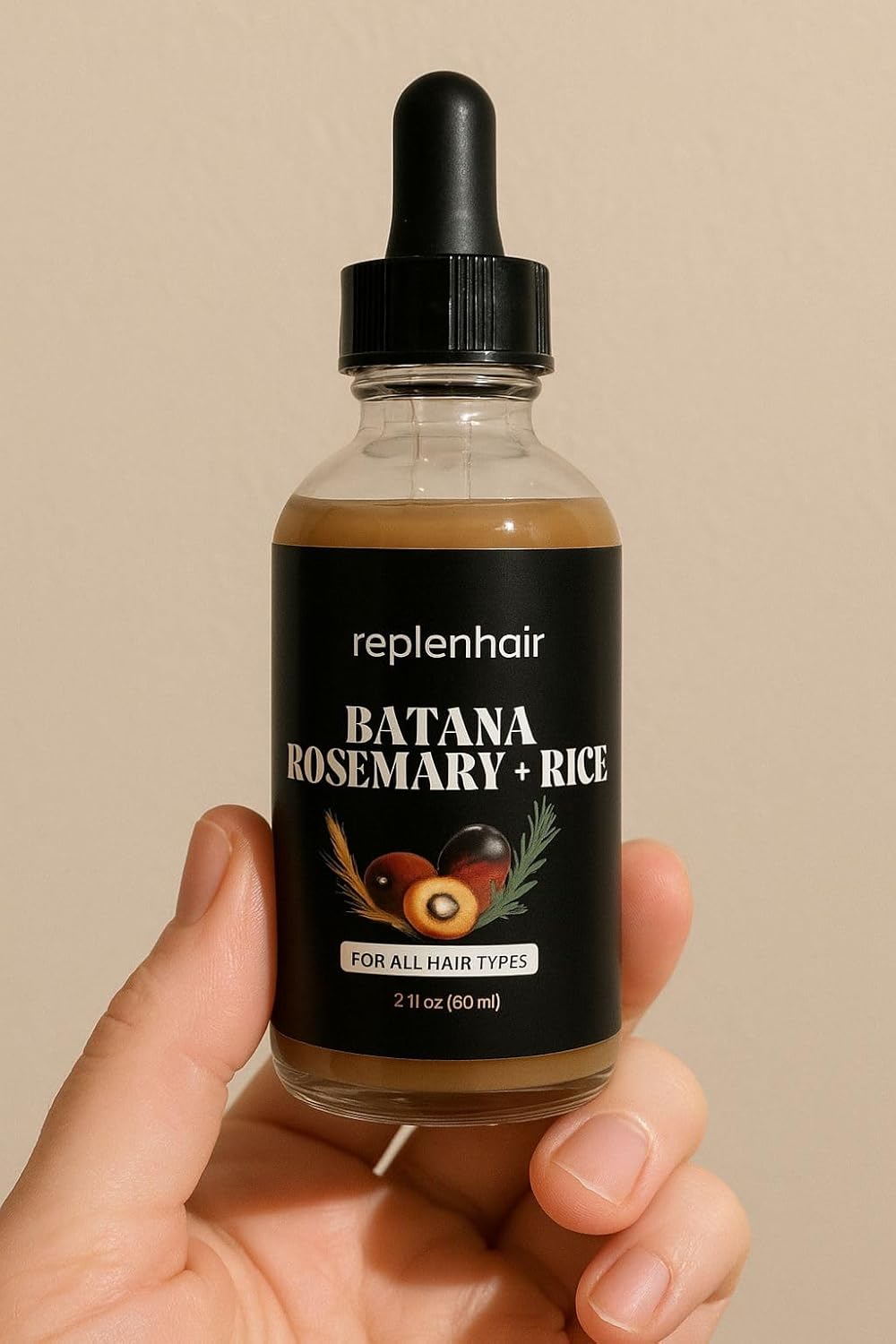 Batana Oil for Hair Growth Oil with Rosemary Castor, 100% Pure, Organic, Cold-Pressed, Unrefined Batana from Honduras by Dr. Sebi - Natural, Vegan, for Strong Roots and Thick Hair, 8oz