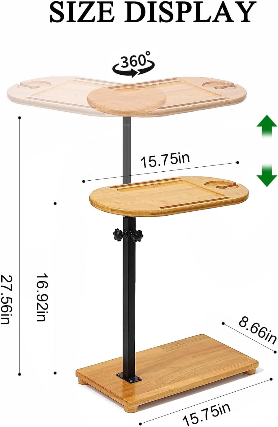 Bamboo Bathtub Tray Table with Adjustable Height, Enhanced Stability, Freestanding Design for Spa,Bathtub, Bed, Sofa, Couch with Wine Glass Holder, Perfect for Luxury Bath Home Spa Gift