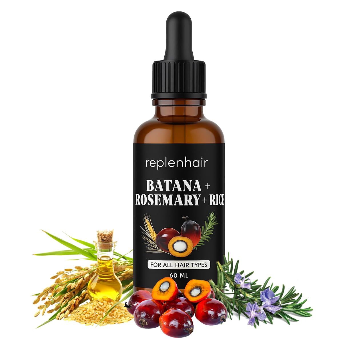 Batana Oil for Hair Growth Oil with Rosemary Castor, 100% Pure, Organic, Cold-Pressed, Unrefined Batana from Honduras by Dr. Sebi - Natural, Vegan, for Strong Roots and Thick Hair, 8oz