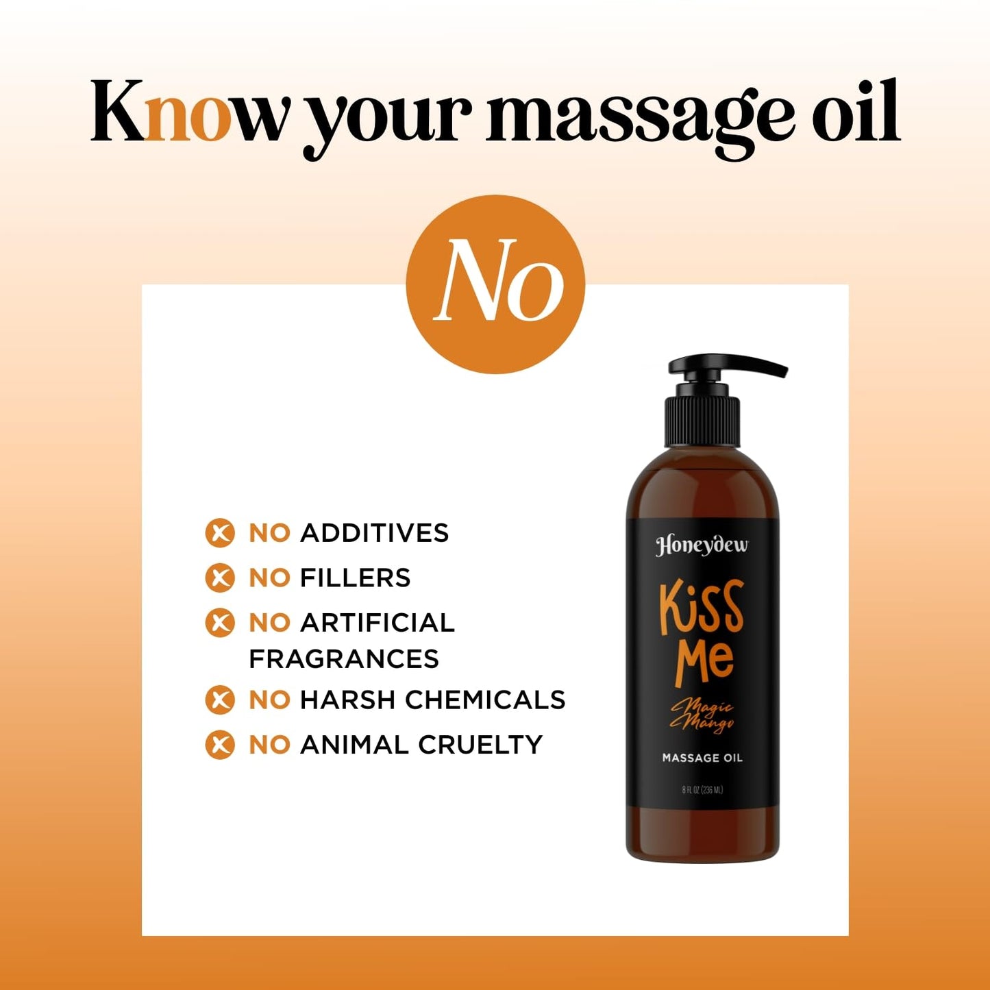 Mango Sensual Massage Oil for Couples - Alluring Tropical Full Body Massage Oil for Date Night and Nourishing Body Moisturizer with Sweet Almond - Vegan Non Greasy & Smooth Gliding Formula (8 Fl Oz)