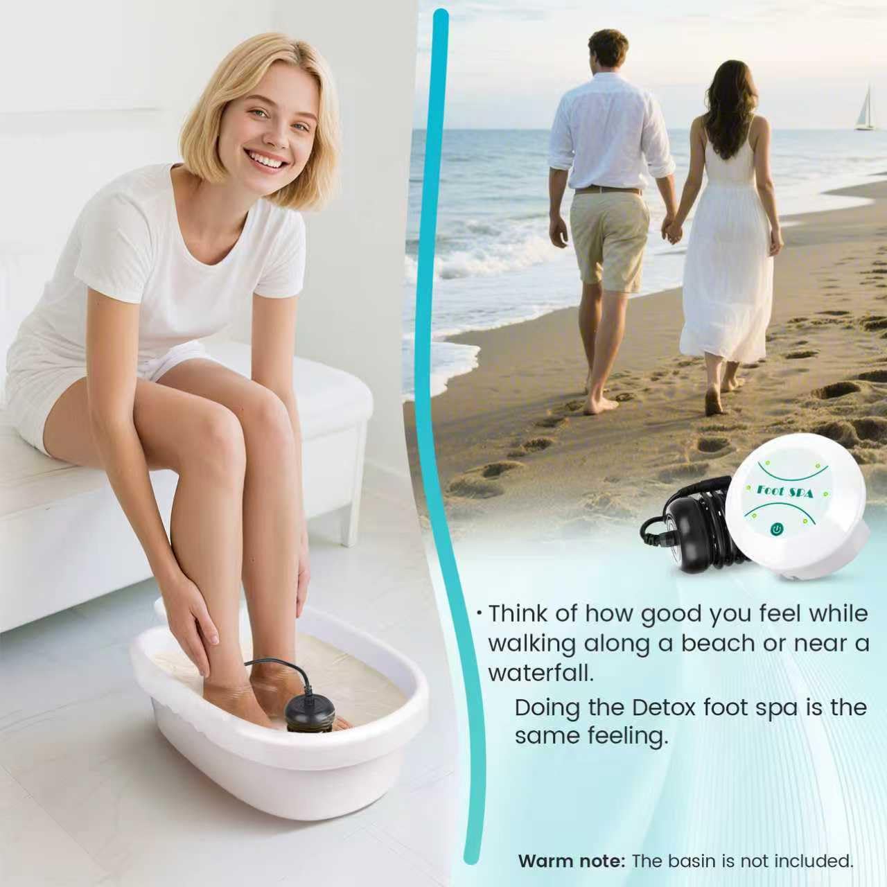 Foot Detox Machine, Portable Ionic Foot Bath Detox Machine, Ion Foot Spa Cleanser for Home Travelling USE with 10 Liners