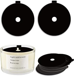 Joyfulmap Candle Dust Covers (100 Pack), Preprinted Black Pull Tab Lids for Craft Decoration, Topper Protection Accessories for Fragrance Candles Making (6.985cm/2.75in)