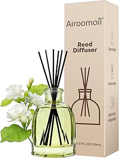 White Jasmine Reed Diffuser Set – 5 fl oz with 6 Sticks, Soft Floral Home Fragrance, Flameless Minimalist Glass Diffuser for Bathroom, Bedroom, Office, Hotel Aesthetic Decor & Gift