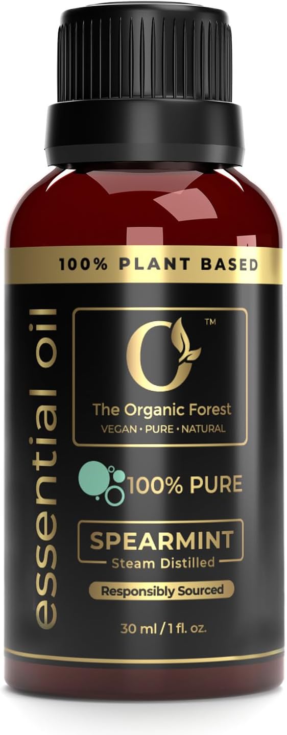 100% Plant Based Spearmint Essential Oil - Pure & Natural for Face, Skin and Diffuser | Organic Spearmint Oil for Facial Hair Care, Pcos, Aromatherapy | Relaxing Massage Oil with Aromatherapy Benefits