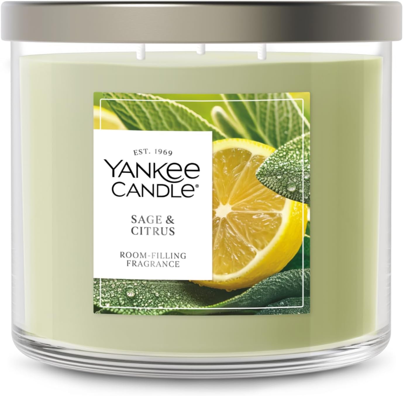 Yankee Candle Sage & Citrus, Scented Candle, 14.5oz 3-Wick Candle Jar with up to 40 Hours Burn Time, Giftable