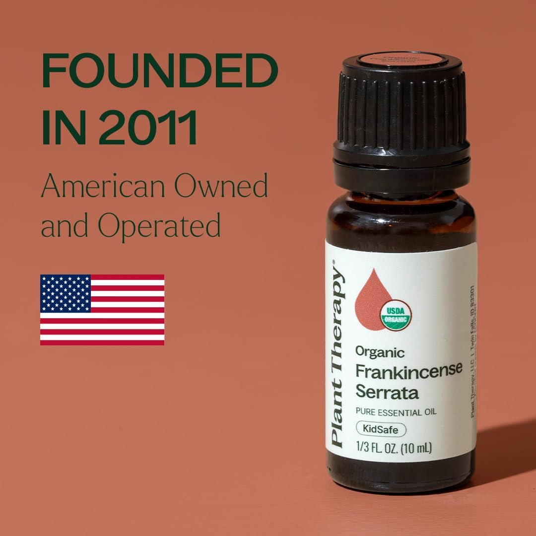 Plant Therapy Organic Frankincense Serrata Essential Oil 100% Pure, USDA Certified Organic, Undiluted, Natural Aromatherapy, Therapeutic Grade 10 mL (1/3 oz)