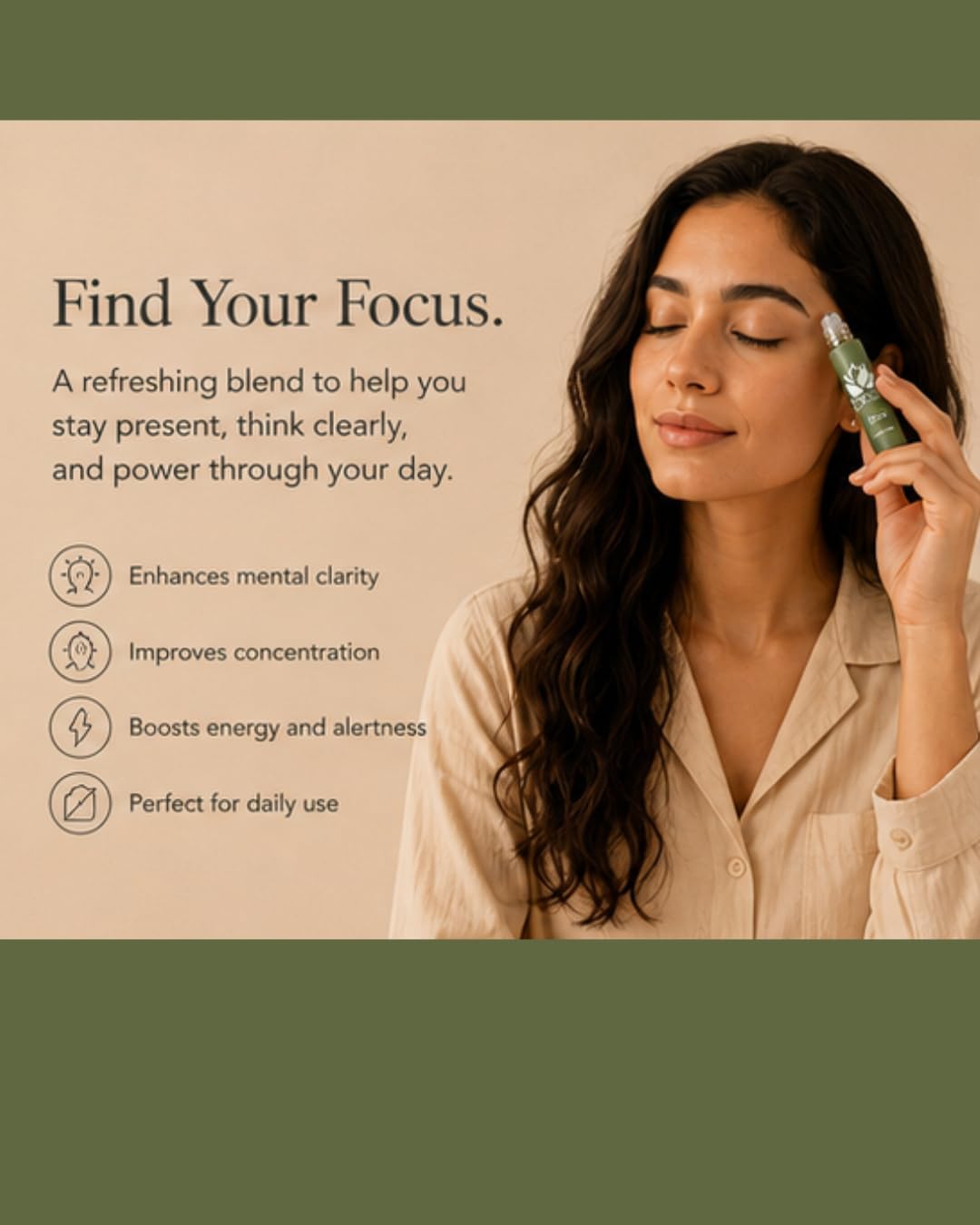 Focus Essential Oil Roll-On - Therapeutic, Aromatic Blend for Concentration and Clarity (10ml)