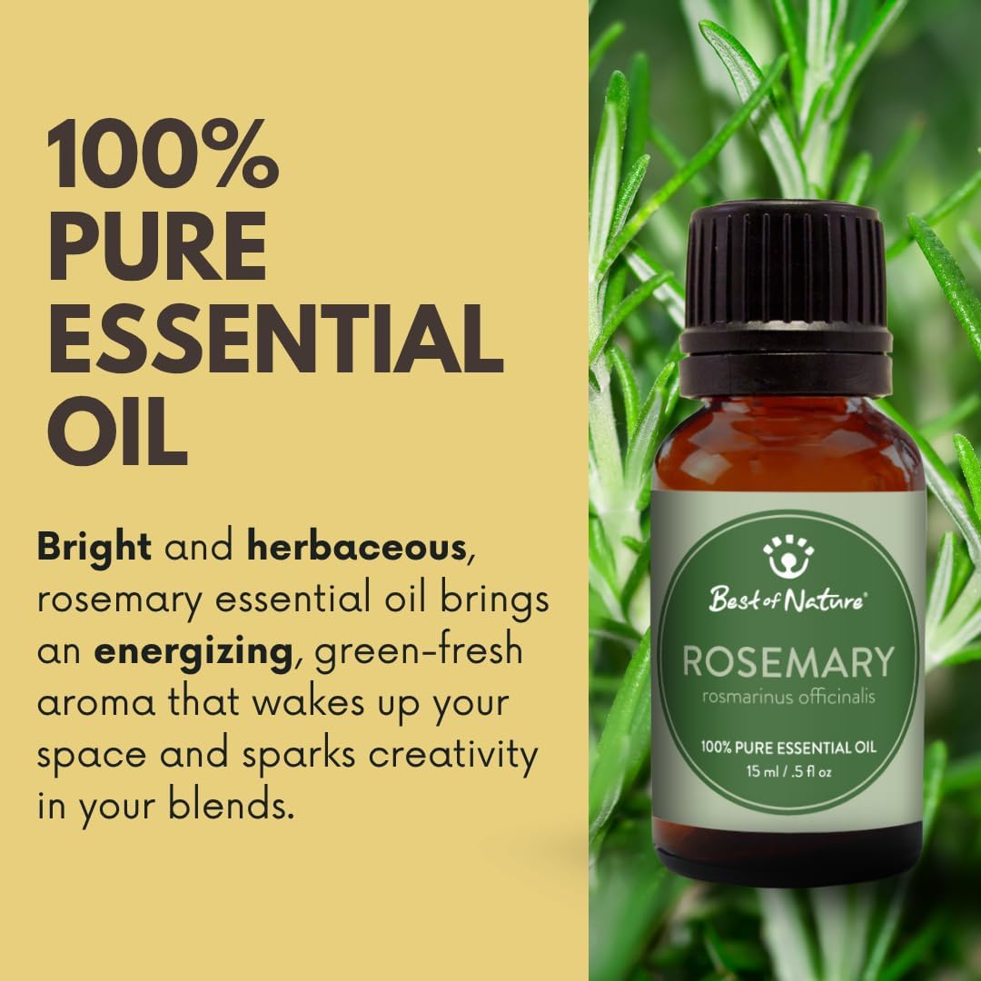 Rosemary Essential Oil for Diffuser Aromatherapy – Best of Nature 100% Pure Undiluted Oils for DIY, Home Fragrance, and Topical Use