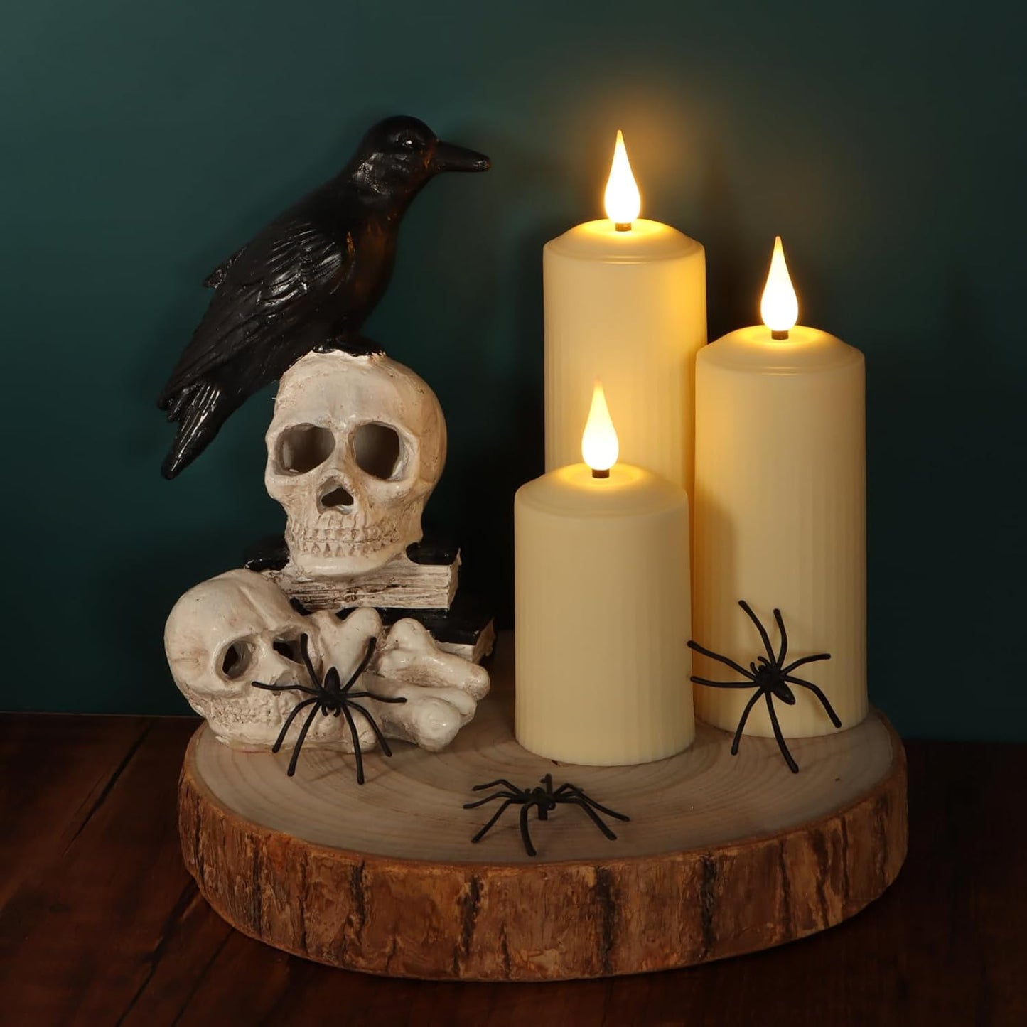 Daord Rechargeable LED Pillar Candles Flameless Flickering Candle Lights with Remote&Timer Set of 9 (D2 x H4/5.5/6.5") Classical Roman Column for Halloween Xmas Home Decor(9PCS,Rechargeable)