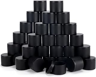 sonviitins 48 Pieces 4 Oz Black Candle Tins,4oz Candle Jars Candle Containers with Lids, Candle Tin for Candles Making, Arts & Crafts, Storage, and Gifts