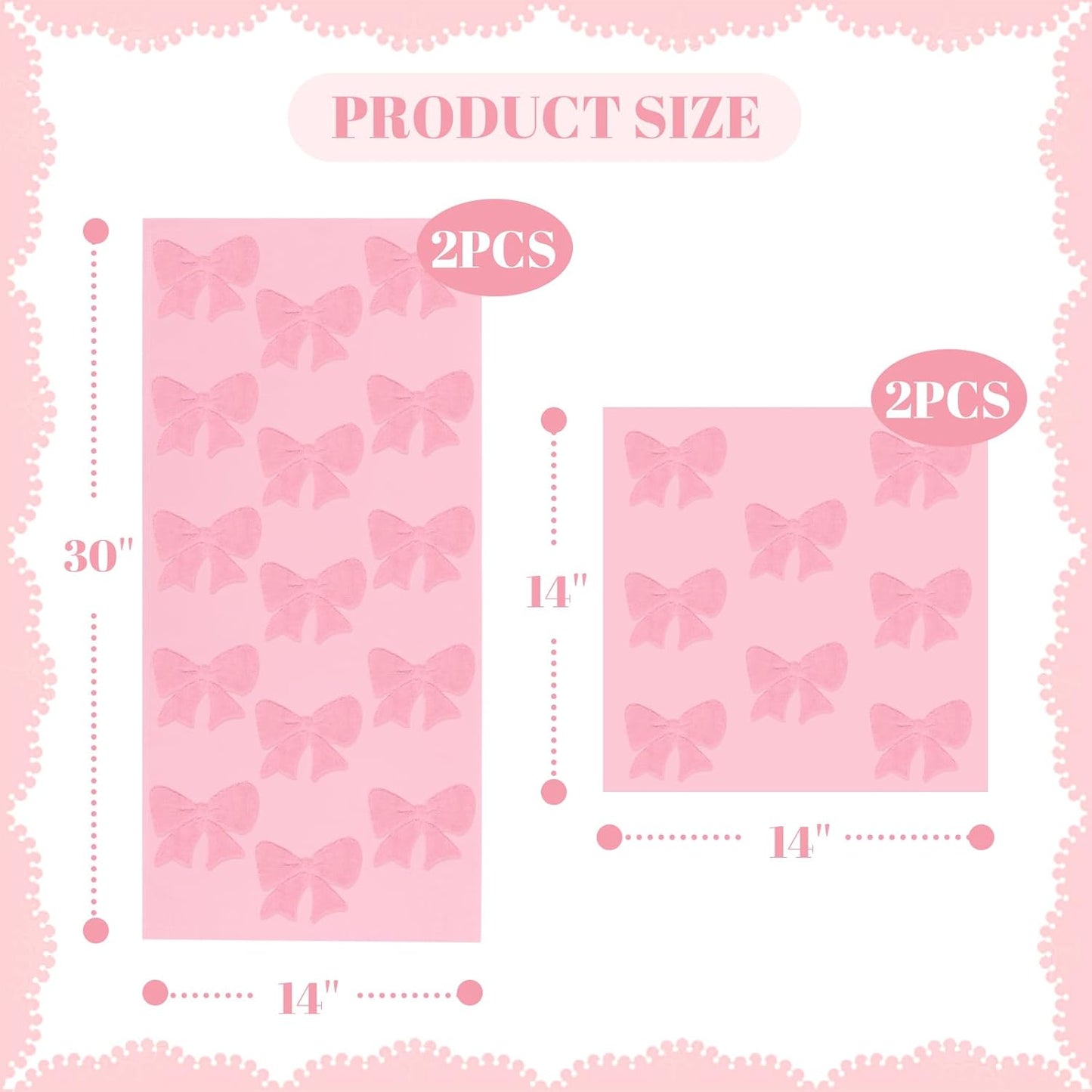NZNDB 4 Pack Cotton Towel Set, Contains 2 Hand Towels 14x30in & 2 Wash Coths 14x14in, Pink Soft Bathroom Bow Towel Set, Highly Absorbent & Lightweight, Preppy Bath Decor Wedding Gift