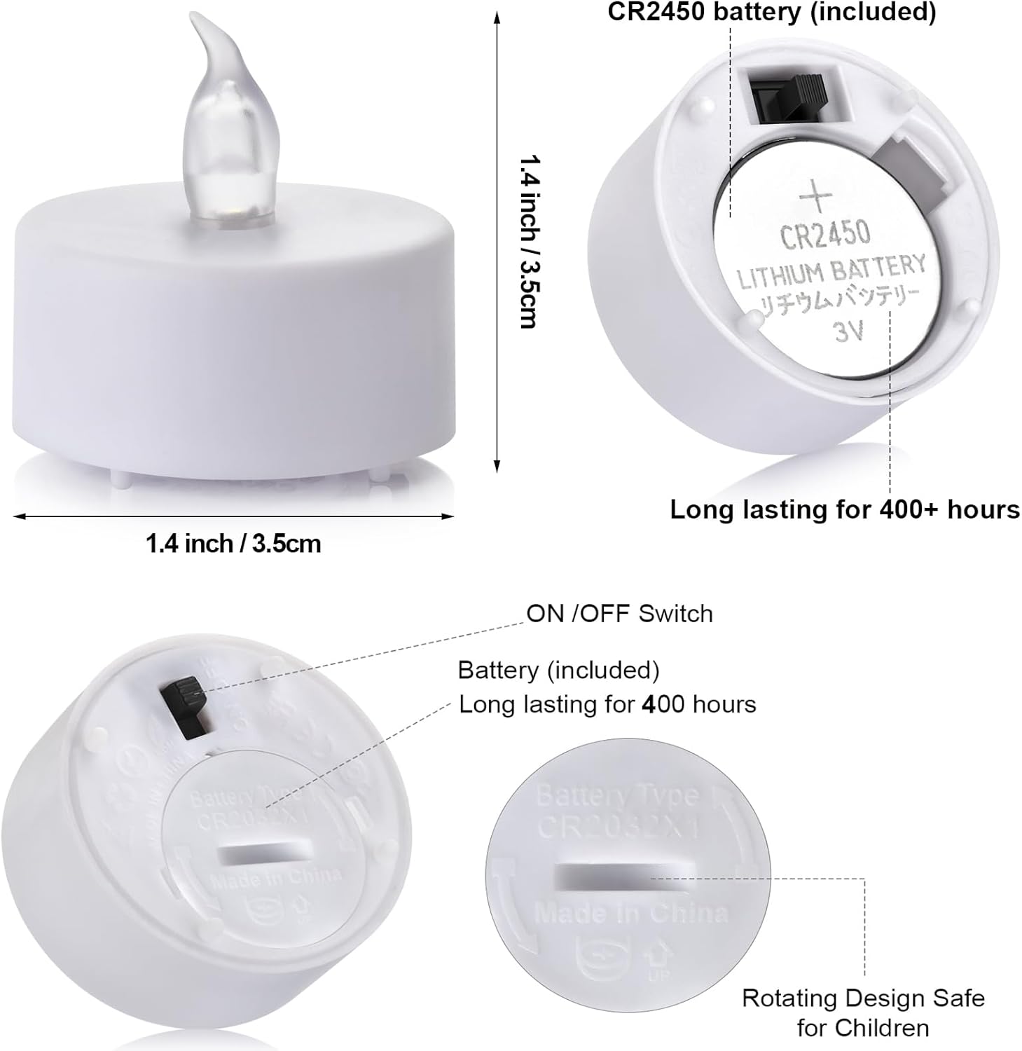 Remote Control LED Tea Lights Battery Operated Flameless Candles 5Pcs Realistic and Bright Flickering Long Lasting 400 Hours Electric Candles for Christmas Home Party Wedding Decor (White)