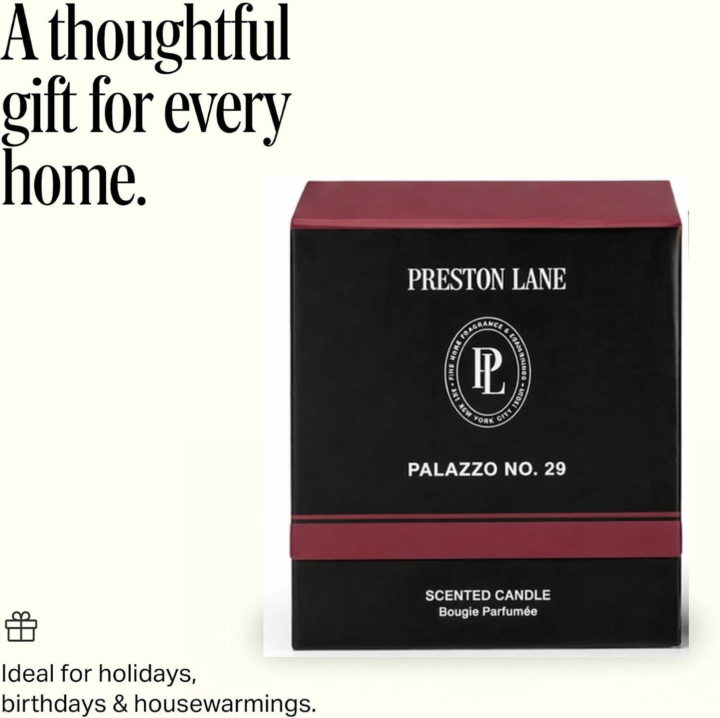 Preston Lane Luxury 2-Wick Scented Candle, Palazzo No. 29, 7.5 oz Hand-Poured in USA | Long Burn Time (20–30 Hrs), Vegan Soy Wax Blend, Decorative Glass Vessel, Fine Italian Fragrance