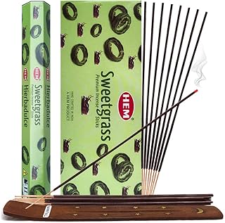 Sweetgrass Incense Sticks and Incense Stick Holder Bundle Sweet Grass Insence Insense Hem Incense Sticks