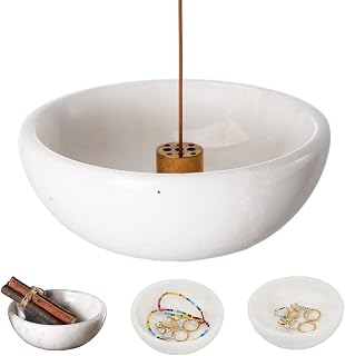 Koville African Natural Marble Incense Holder, 5inch Incense Holders for Sticks, Sturdy Incense Burner Ideal for Meditation and Relaxing, Easy to Clean(Namib Fantasy)