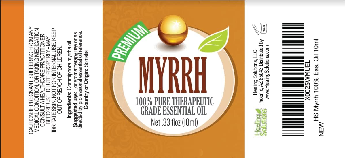 Healing Solutions Frankincense and Myrrh Organic Essential Oils - Therapeutic Grade 2/10ml Combo Pack - Frankincense Essential Oil