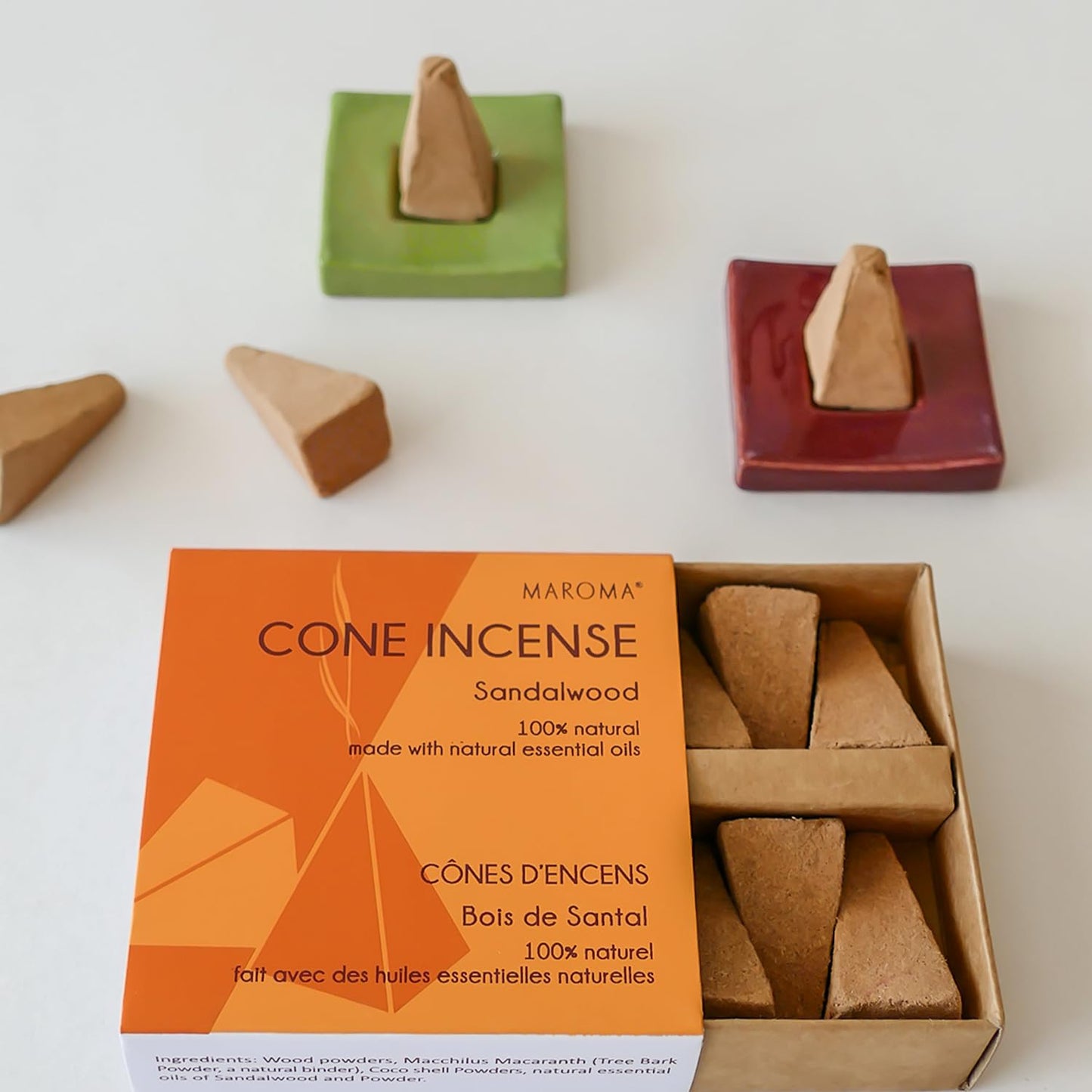 Maroma Eda Cone Incense, Sandalwood, 10 Count