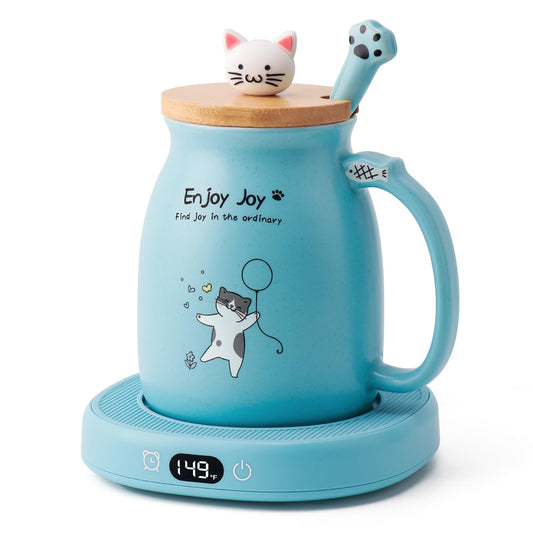 Bsigo Coffee Mug Warmer & Cute Cat Mug Set