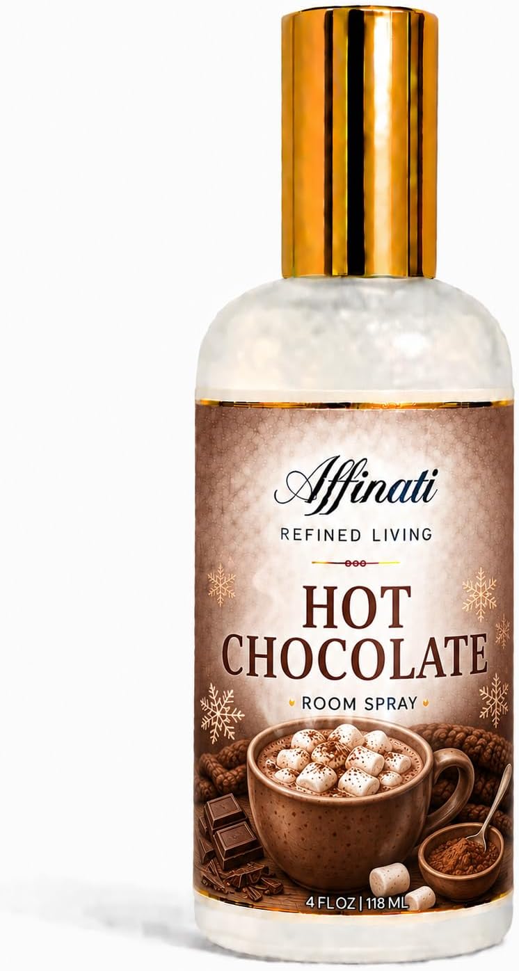 Affinati Hot Chocolate Room Spray, 4 oz – Highly Fragrant Warm Spiced Cocoa Home Fragrance, Air Freshener Odor Eliminator, Cozy Winter Morning Bakery Spray