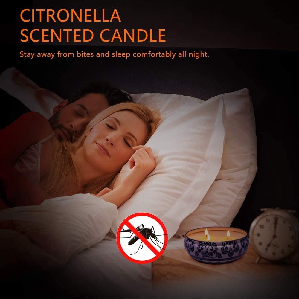 Citronella Candle for Outdoor, Large 3-Wick 13.5oz Lemongrass Scented Natural Soy Wax Long Burning Candles for Summer Camping Outside Patio Porch