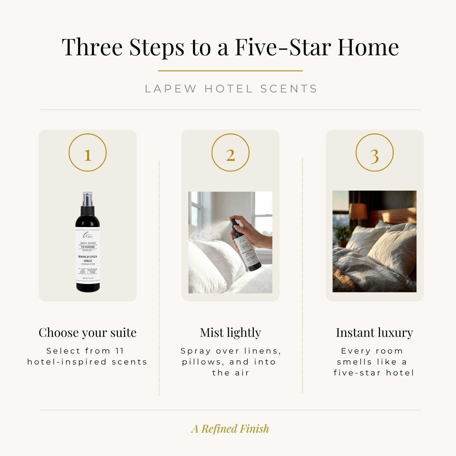 Lapew Hotel Scents Luxury Room Spray | Vendôme Suite 1 | Inspired by the Ritz-Carlton | Linen Spray Air Freshener & Fabric Spray | 8 fl oz