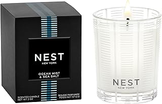 NEST New York Scented Votive Candle, Ocean Mist & Sea Salt - 2 oz - Up to 28-Hour Burn Time - Reusable Glass Vessel