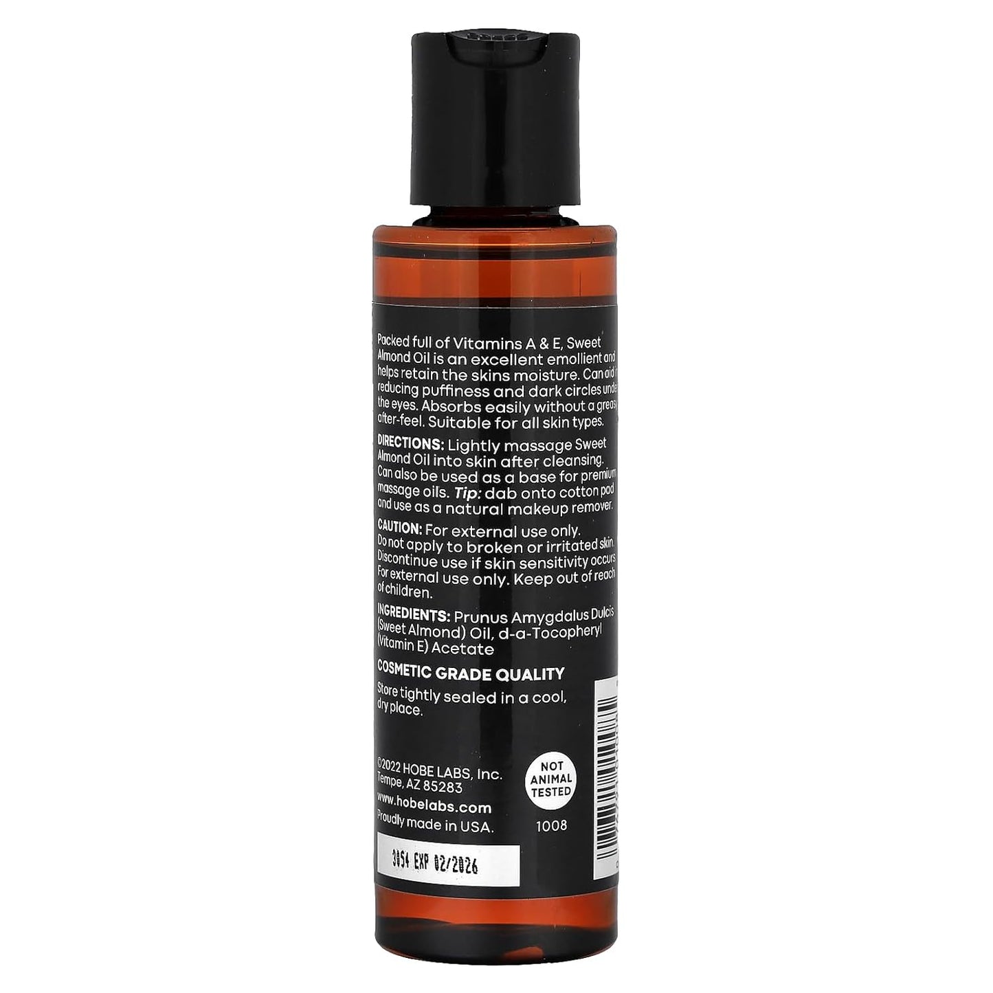 Hobe Naturals Sweet Almond Oil, 4 Fluid Ounce