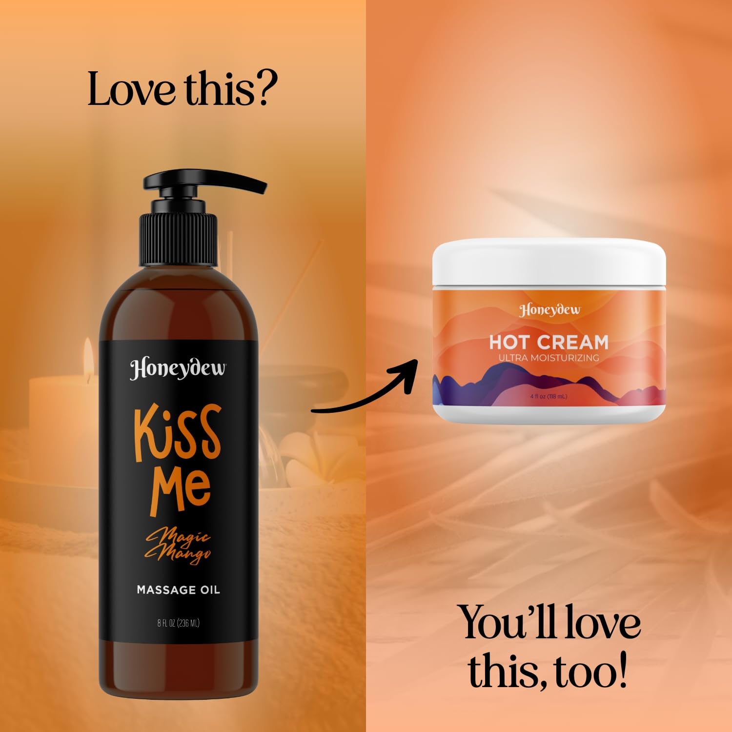 Mango Sensual Massage Oil for Couples - Alluring Tropical Full Body Massage Oil for Date Night and Nourishing Body Moisturizer with Sweet Almond - Vegan Non Greasy & Smooth Gliding Formula (8 Fl Oz)