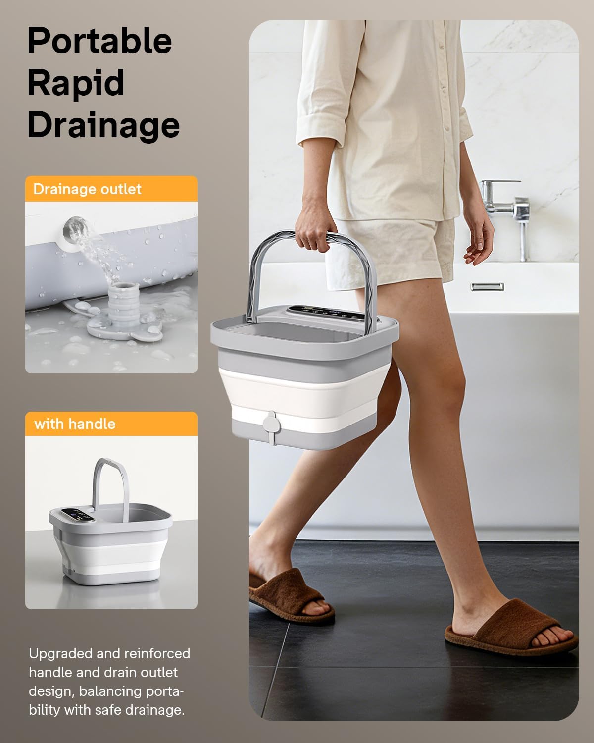 ALLJOY Collapsible Foot Spa with Heat, Bubble and Temp Control, Foot Bath Massager with Rollers, Foot Soaking Tub