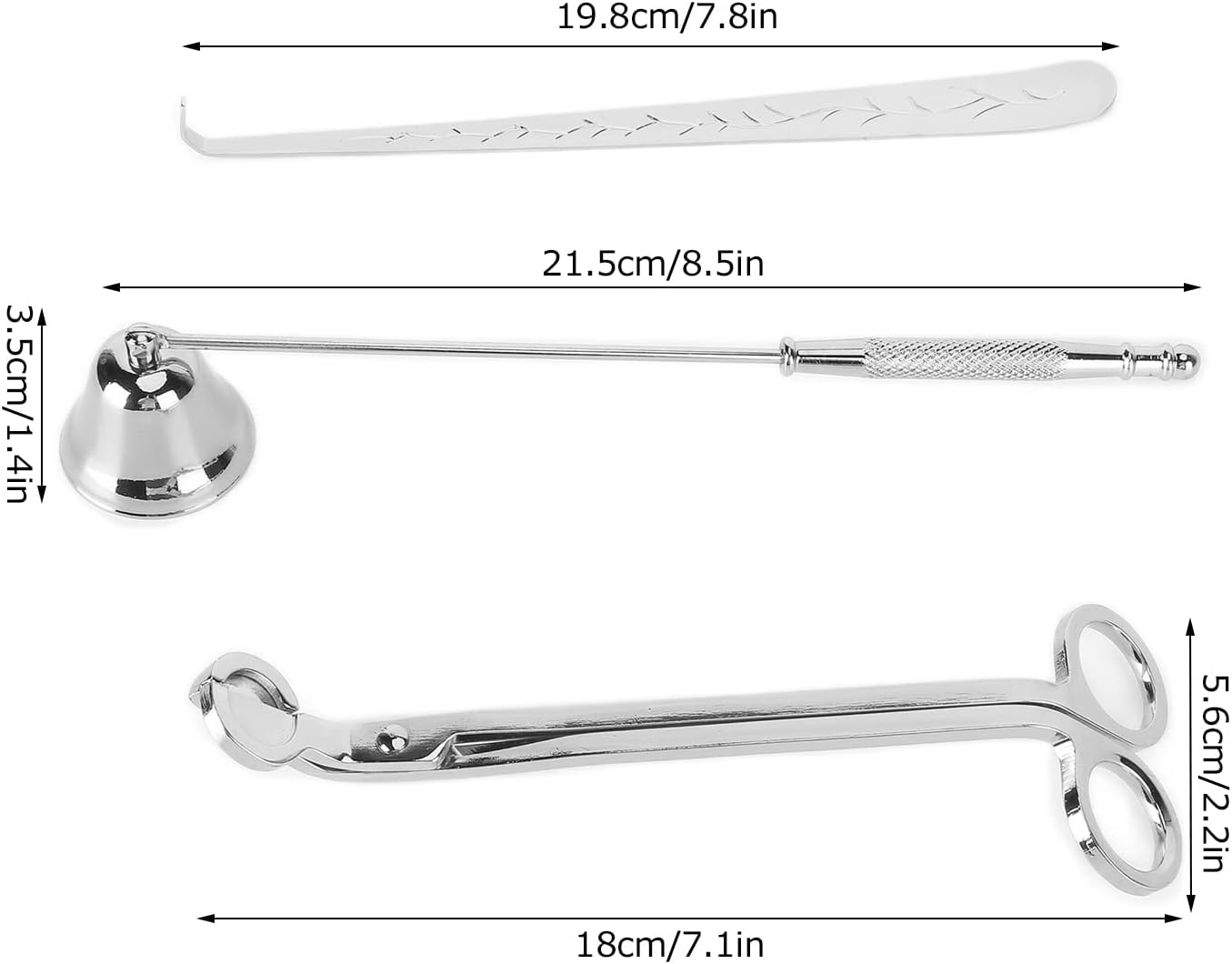 KIMISS 3PCS Candle Accessory Set - Stainless Steel Wick Trimmer Cutter, Candle Snuffer, and Wick Dipper for Enhanced Care (Silver)