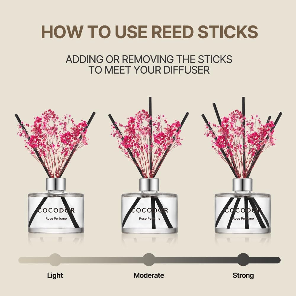 COCODOR Preserved Flower Reed Diffuser/Cedar Wood/6.7oz/1Pack / Home Fragrance Scent Essential Oil Stick Diffuser for Bedroom Bathroom Home Decor