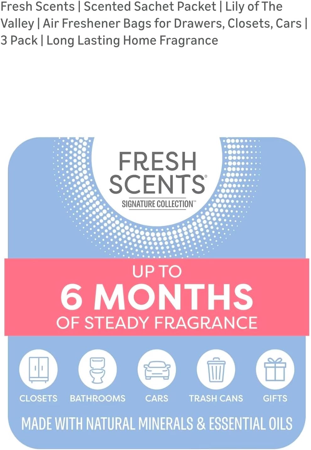 Fresh Scents Scented Sachets - Lily of the Valley, Lot of 6