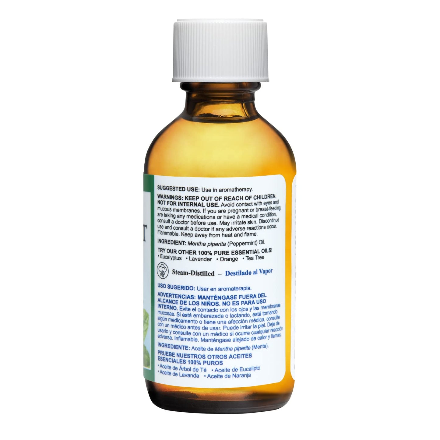 De La Cruz Peppermint Essential Oil - 100% Peppermint Oil for Aromatherapy - Steam Distilled - 2 Fl OZ