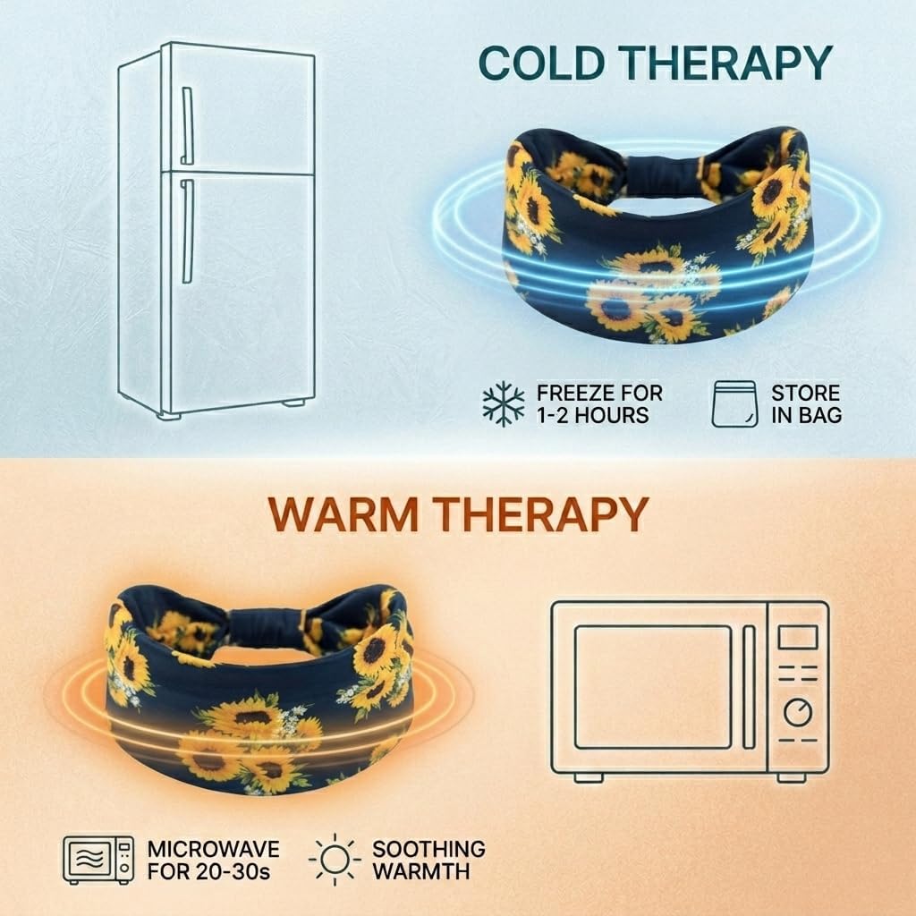 Migraine Relief Cap - Cooling Headache Ice Pack Mask Headband - Cold Gel Head Hat Neck Wrap Eye Mask - Soothing Relief Products for Hangover, Stress & Tension - Thoughtful Gifts