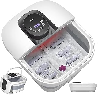 RIKE Collapsible Foot Spa with Fast PTC Heating and Massage, 14 Temp Control Precise Heated Foot Bath, Smart Digital Touch Screen & Ambient Light, Space-Saving Design,2026 Fathers Day Gift for Men
