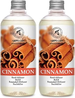 Cinnamon Reed Diffuser Refill with Natural Essential Cinnamon Oil - 2 x 17oz - Fresh & Long Lasting Fragrance - Best for Aromatherapy - Home - Office - Fitness Club - Restaurant - Boutique