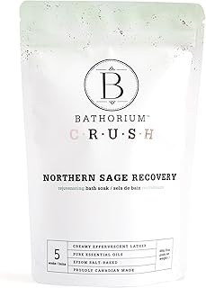 Bathorium Northern Sage Recovery Crush, Revitalizing Bath Soak, Dead Sea & Epsom Salt, Sage, Pine, Eucalyptus, pH-Balanced for Women, 5+ Baths, 21 oz